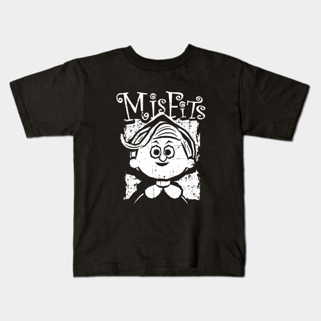 Misfits of Christmas Town: Hermey the Elf (white print) Kids T-Shirt by SaltyCult